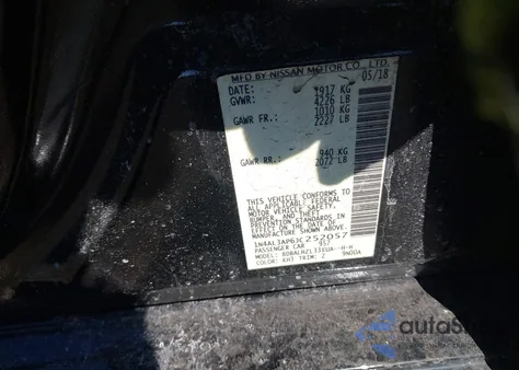 2018 Nissan Altima 2.5 Sr from USA, damaged, VIN 1N4AL3AP6JC252057